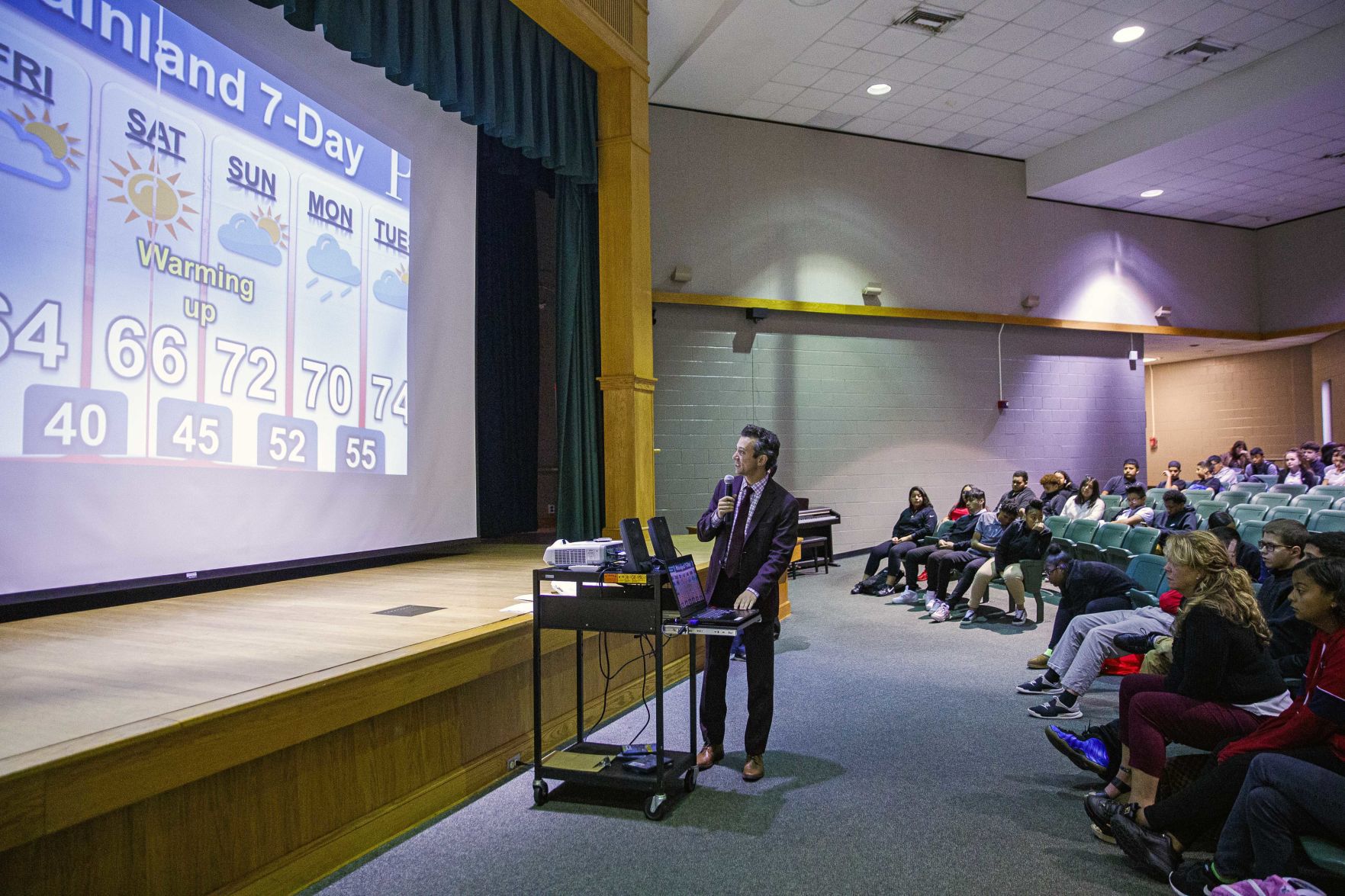 Meteorologist Joe Martucci at Vineland High School